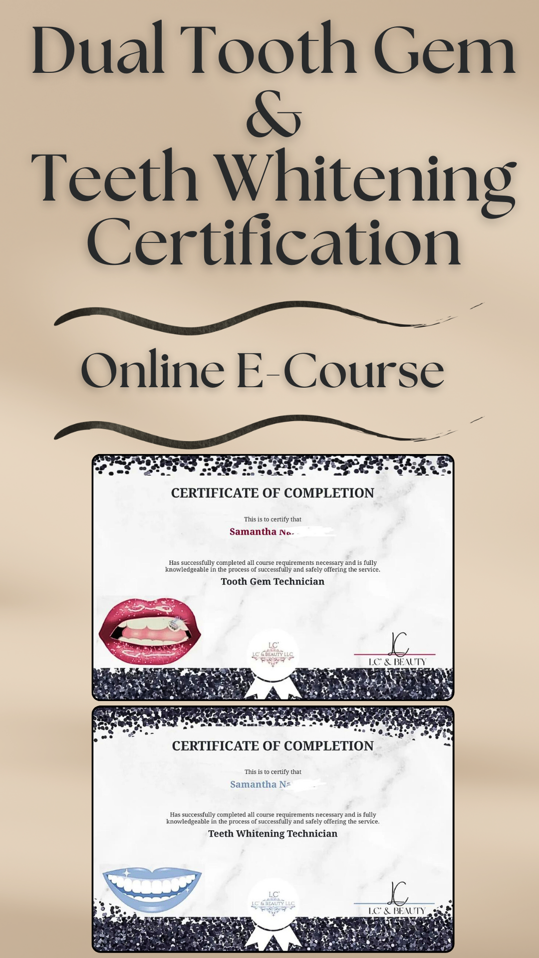 Online Dual E-Course Tooth Gem & Teeth Whitening Technician Certification