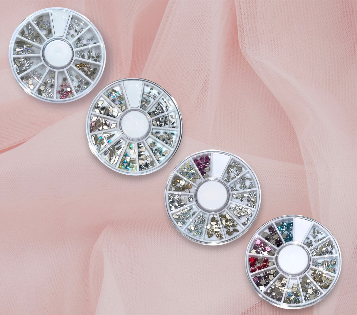 4 Pack Assorted Advanced Crystal Swarovski Mini Tooth Gem Tray - Specialty Tooth Gems (Lead Free)