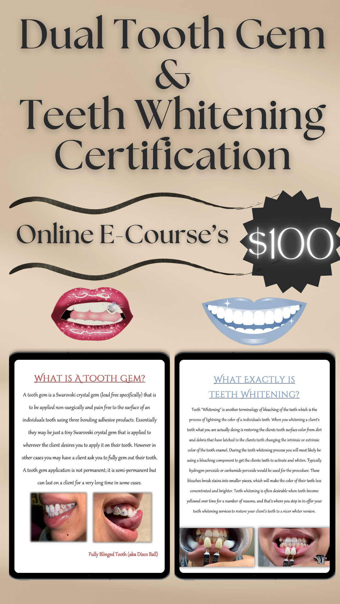 Online Dual E-Course Tooth Gem & Teeth Whitening Technician Certification
