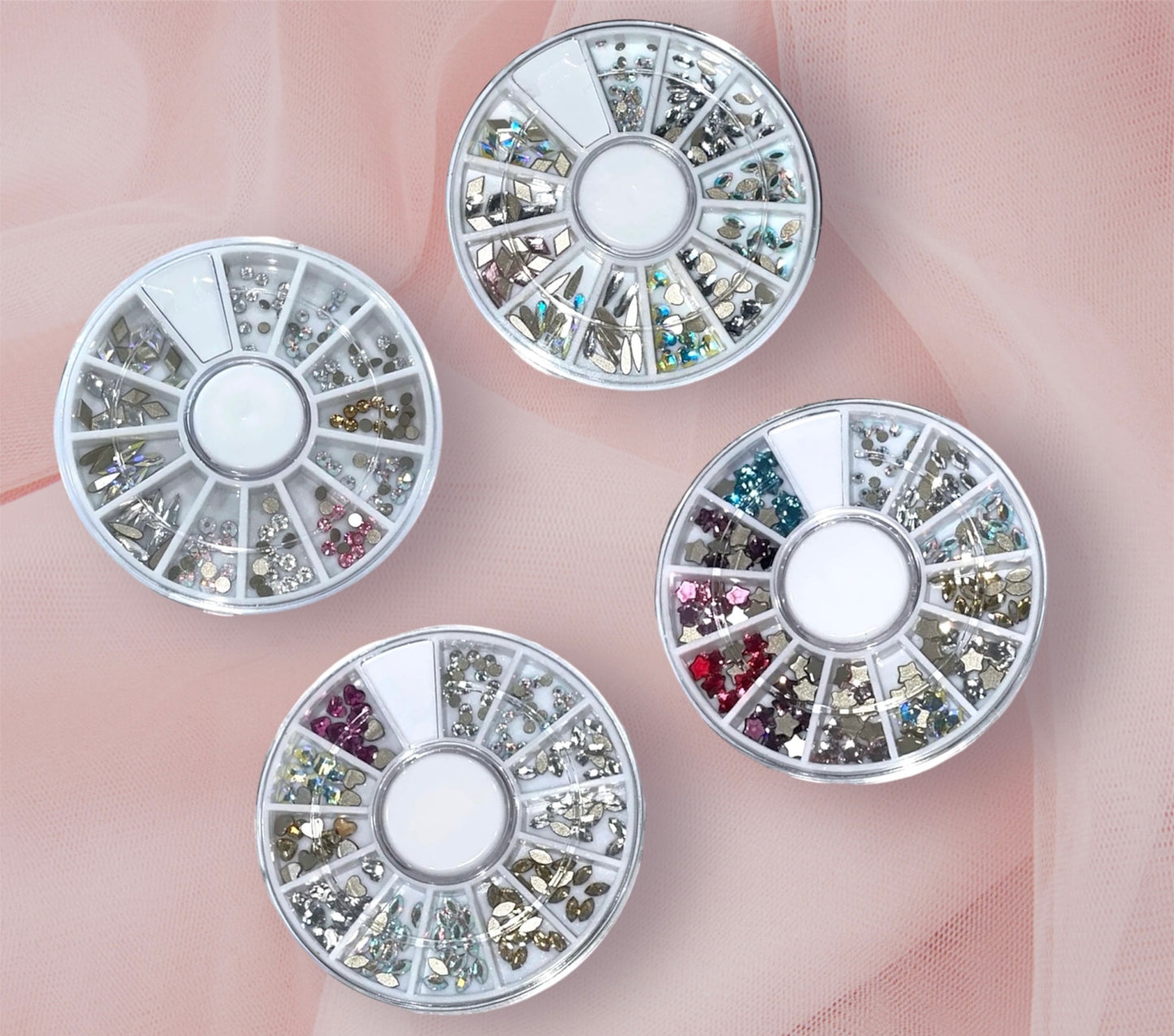 4 Pack Assorted Advanced Crystal Swarovski Mini Tooth Gem Tray - Specialty Tooth Gems (Lead Free)