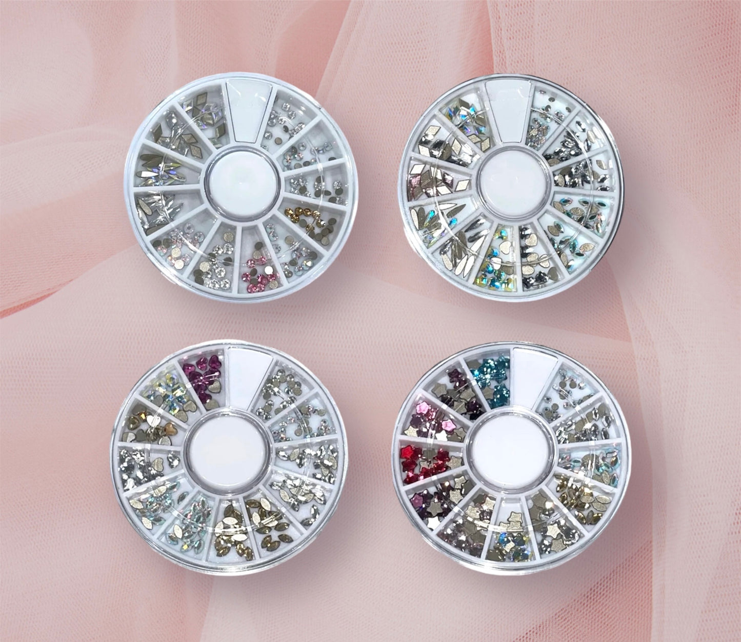 4 Pack Assorted Advanced Crystal Swarovski Mini Tooth Gem Tray - Specialty Tooth Gems (Lead Free)