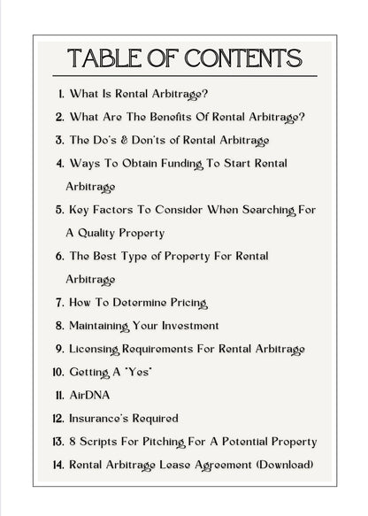 Rental Arbitrage (E-Book)